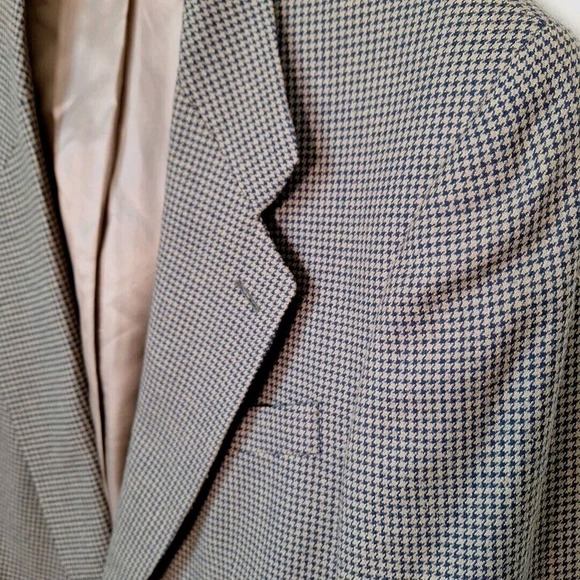 Vintage 90s Oversized Houndstooth Check Blazer Sport Coat Men Size 41 Silk Blnd - Picture 2 of 8
